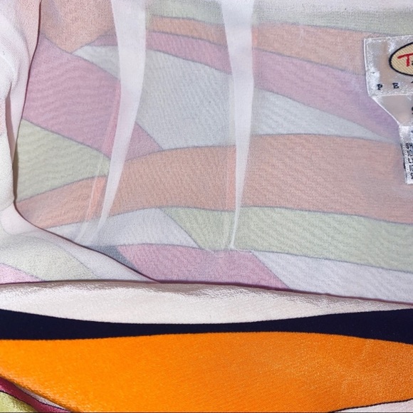 Talbots Petites 100% Silk Women 10 Vintage Abstract Ruffle Pink Slip MIDI Skirt - Picture 9 of 15